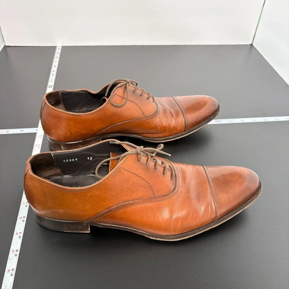 To Boot New York Mens Cap Toe Oxford 12 Brown Leather Made in Italy 12981 Career